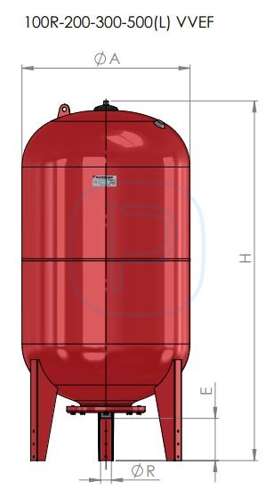 Réservoir à vessie Gitral Rouge G-VVEF 200L V EP 10BARCE